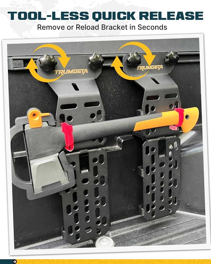 Trumgeta Truck Bed Rail Mount Holder Fit for Toyota Tacoma 2005-2026 & Toyota Tundra 2022-2026, Bed Rail Modular Accessory Mount for Bike, Shovels, Axes, Recovery Plates, Fuel Tanks (Front & Side) - Image 5
